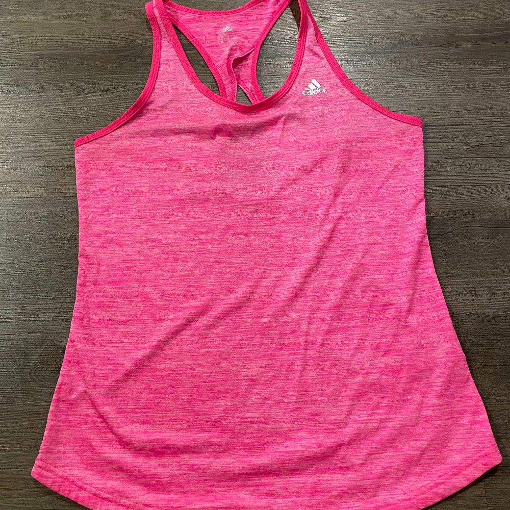 Pink Adidas Climalite Racerback Keyhole Tank
